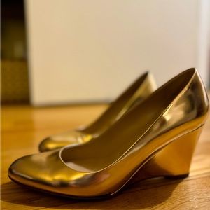 J.Crew metallic blush wedge.